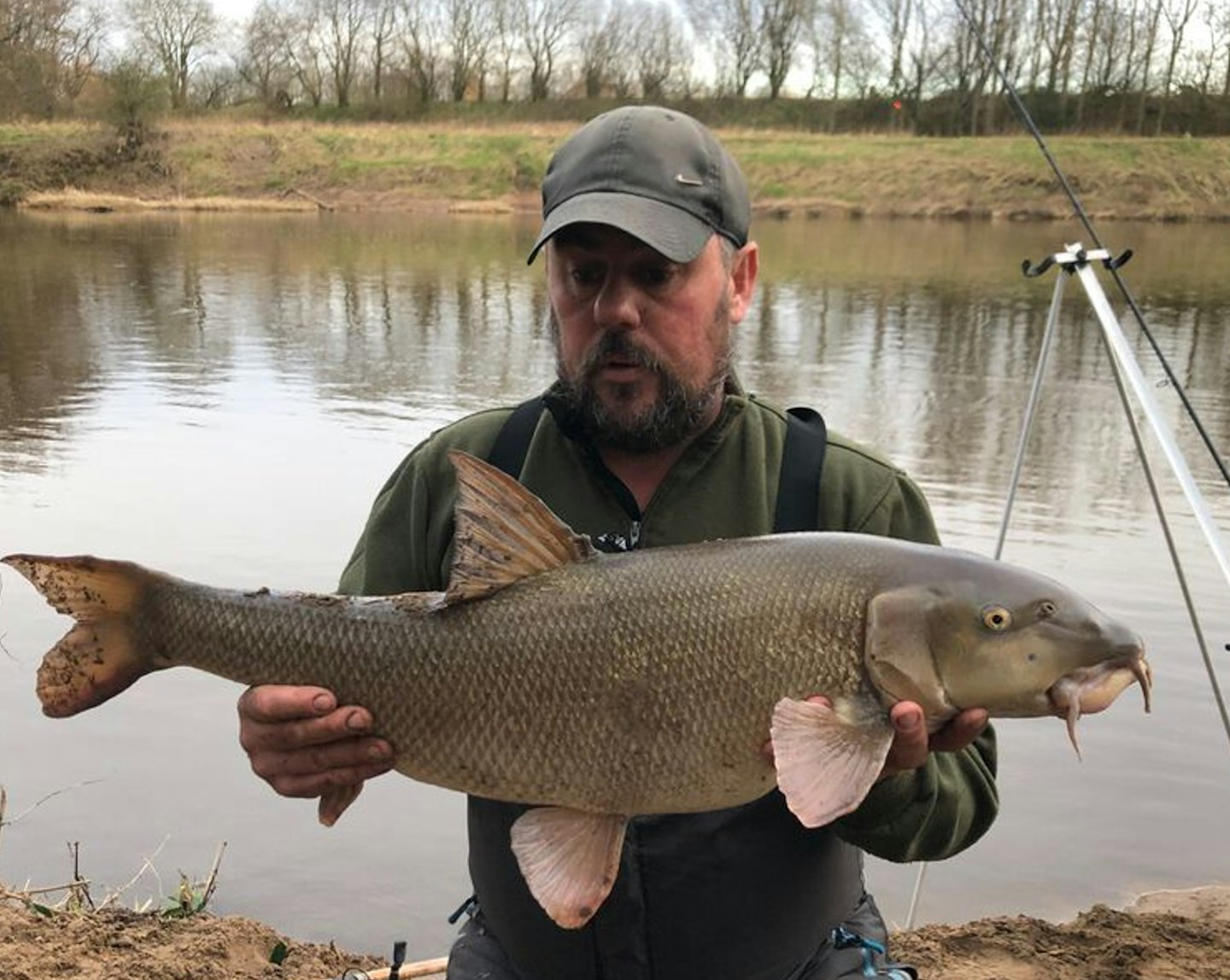 River record barbel breaks the net handle! Angling Times